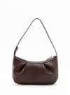 Elleme Dimple Pochette Pebbled Leather Dark Brown/white Stiches In Pebbled Leather