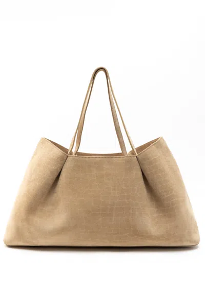 Elleme Dimple Tote Croco Suede Beige