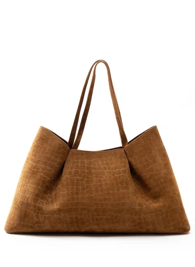 Elleme Dimple Tote Croco Suede Cognac (backorder — Jan 2026)