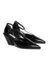 Elleme Eclair T-strap Mary Jane Semi Patent Black In Black