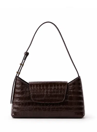 Elleme Envelope Croco Embossed Leather Dark Brown