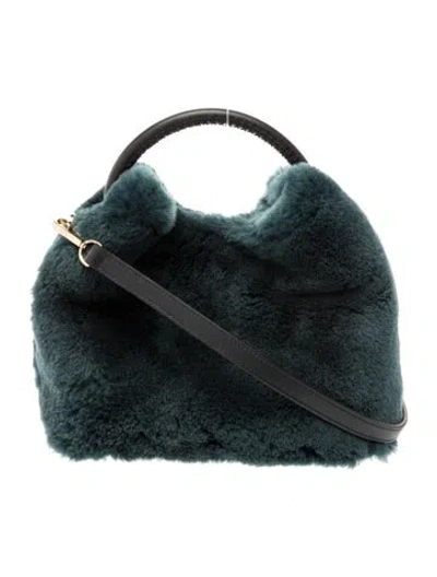 Pre-owned Elleme Faux Fur Top Handle Bag In Blue