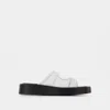 Elleme Gemini Leather Mesh Slides In White