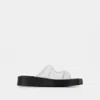 Elleme Gemini Leather Mesh Slides In White