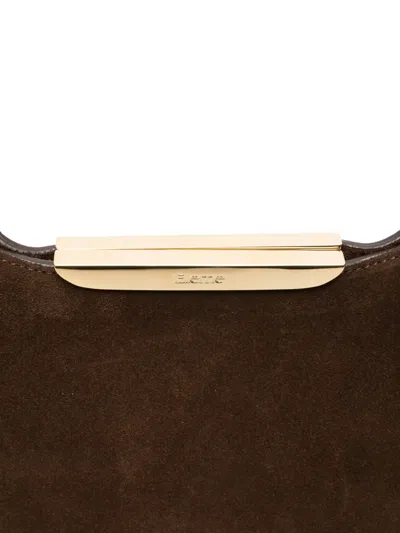 Elleme Gemini Suede Gold-bar Shoulder Bag In Brown