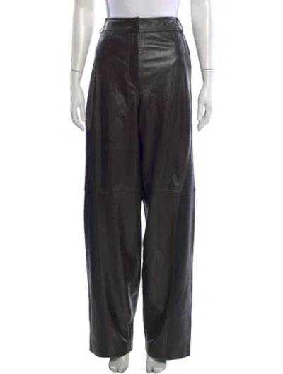 Pre-owned Elleme Lambskin Wide Leg Pants In Black