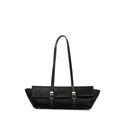Elleme Le Bateau Calf Leather Shoulder Bag In Black