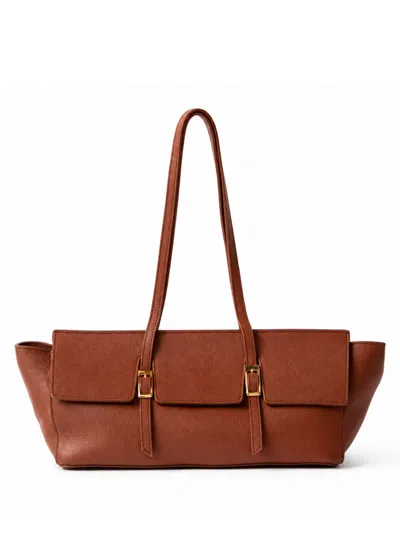 Elleme Le Bateau Large Pebbled Leather Cognac