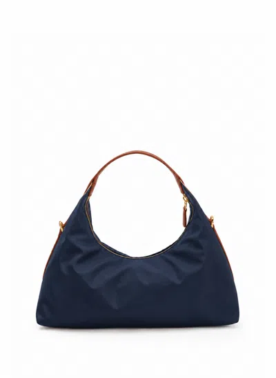 Elleme Le Nylon Medium Nylon/leather Trimming Navy/cognac