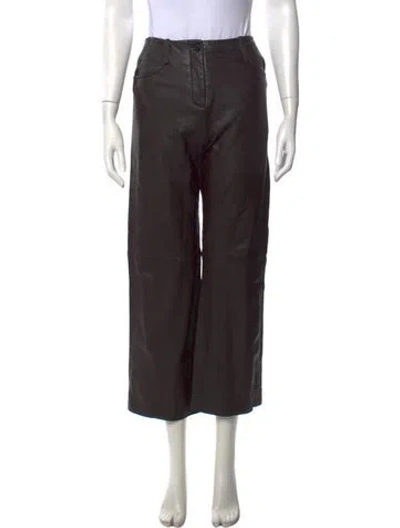 Pre-owned Elleme Leather Wide Leg Pants In Brown