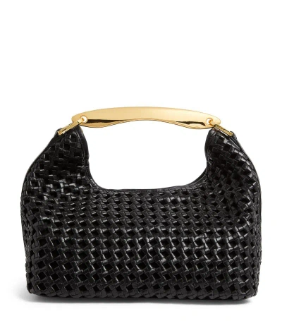 Elleme Leather Woven Boomerang Tote Bag In Black