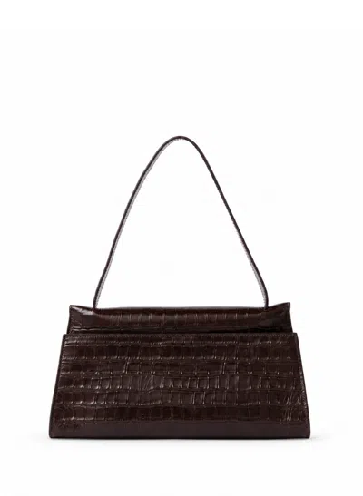 Elleme Long Papillon Croco Embossed Leather Dark Brown