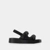 Elleme Loop Platform Slides - Black - Leather In Black