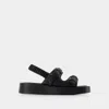 Elleme Loop Platform Leather Slingback Sandals In Black
