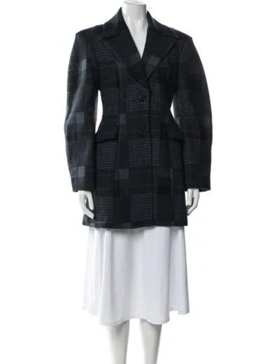 Pre-owned Elleme Merino Wool Plaid Print Blazer In Blue