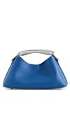 Elleme Mini Boomerang Pebbled Leather Bag Azure Blue/silver In Azure Blue/silver