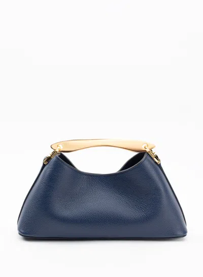 Elleme Mini Boomerang Pebbled Leather Navy