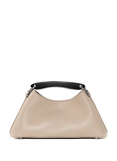 Elleme Mini Boomerang Pebbled Leather Taupe - Silver