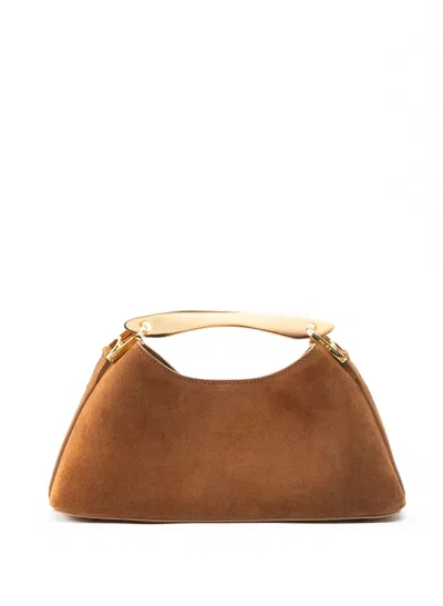 Elleme Mini Boomerang Suede Cognac In Brown