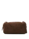 Elleme Mini Trousse Suede Double-zip Shoulder Bag In Brown