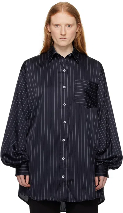Elleme Navy Oversized Shirt In Navy/white
