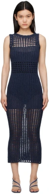 Elleme Navy Paneled Maxi Dress In Navy