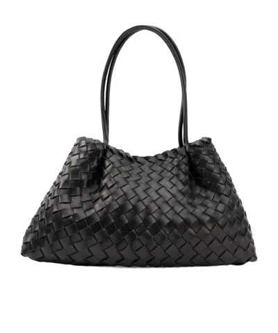 Elleme Paris Dimple Tote Medium Woven Leather Black