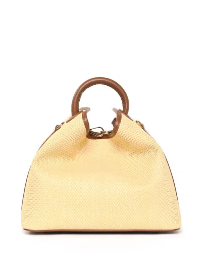 ELLEME RAISIN  RAFFIA/LEATHER NATURAL/COGNAC