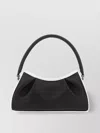 Elleme Two-tone Leather Dimple Moon Shoulder Bag In Black