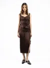 Elleme Silk Midi Skirt Brown In Brown