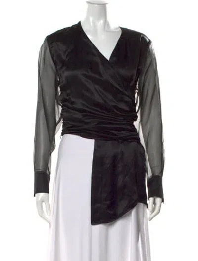 Pre-owned Elleme Silk V-neck Top In Black