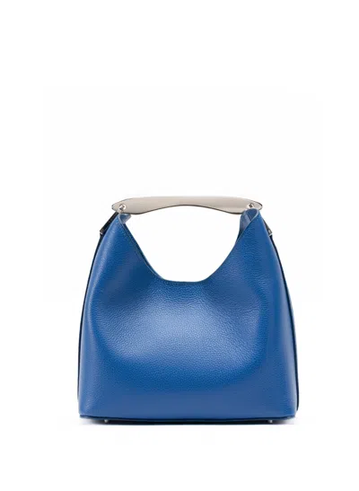 Elleme Small Boomerang Pebbled Leather Azure Blue-silver