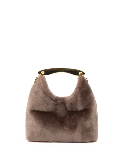 Elleme Small Boomerang Shearling Taupe In Brown