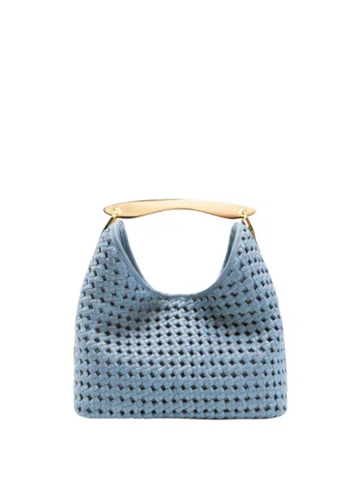 Elleme Small Boomerang Woven Leather Artic Blue