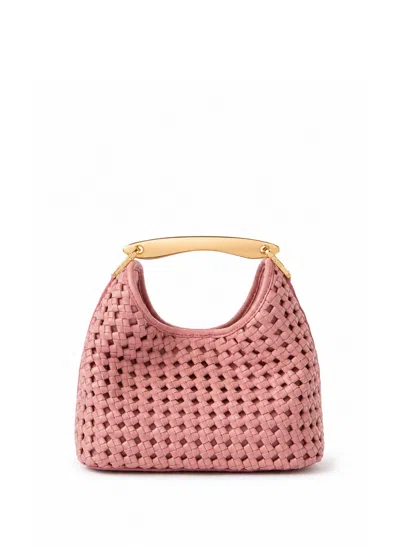 Elleme Small Boomerang Woven Leather Dark Pink