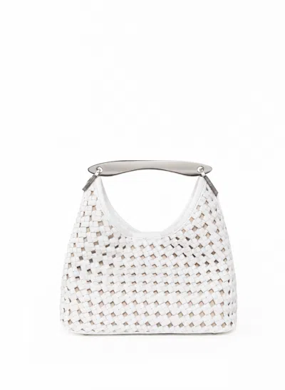 Elleme Small Boomerang Woven Leather White - Silver