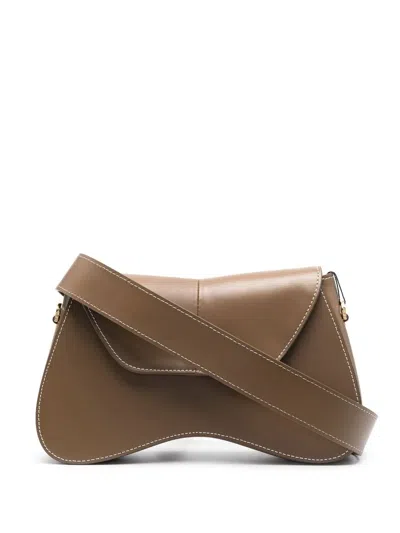 Elleme Space Leather Shoulder Bag In Braun