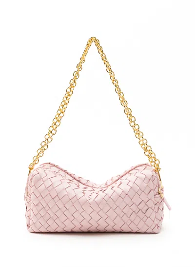 Elleme Trousse Chain Woven Leather Pink