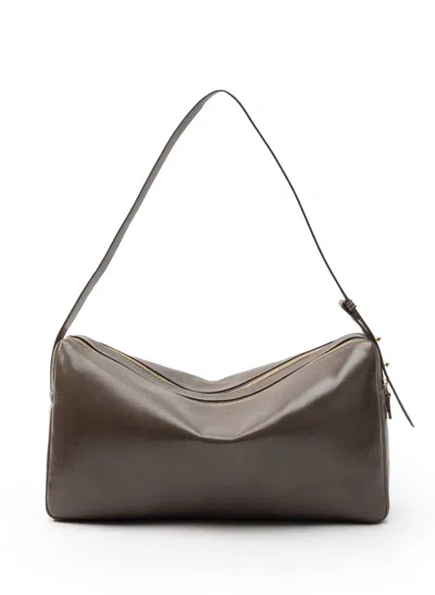 Elleme Trousse Large Vintage Leather Fumo In Brown