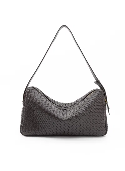 Elleme Trousse Large Woven Leather Dark Brown