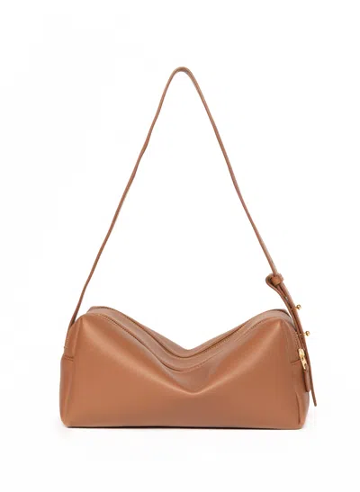 Elleme Trousse Leather Cognac In Brown
