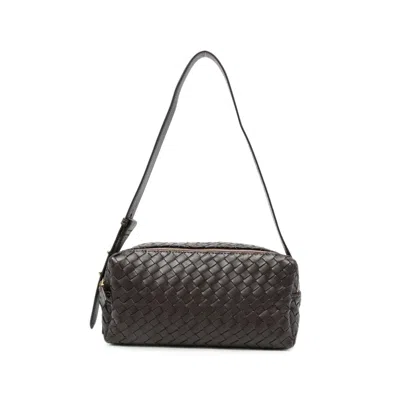 Elleme Trousse Woven Leather Cross Body Bag In Brown