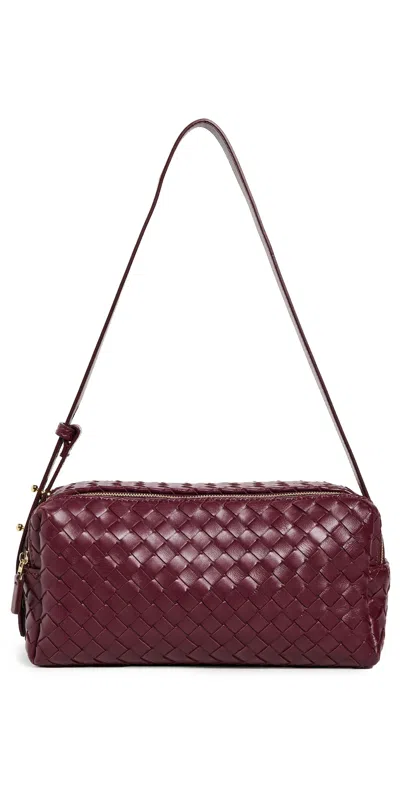 Elleme Trousse Woven Leather Shoulder Bag Burgundy