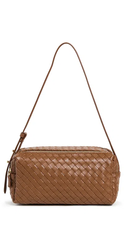 Elleme Trousse Woven Leather Shoulder Bag Cognac