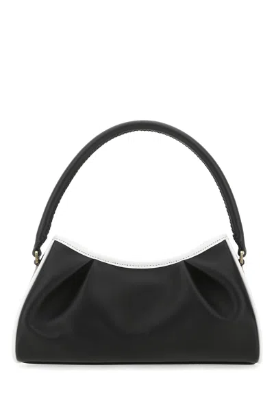 Elleme Two-tone Leather Dimple Moon Shoulder Bag