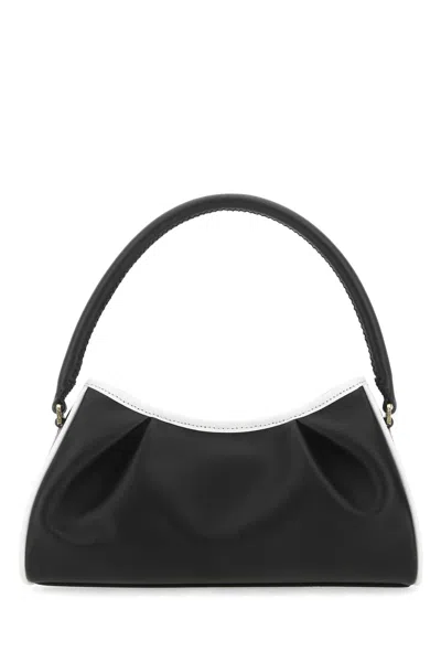 Elleme Two-tone Leather Dimple Moon Shoulder Bag