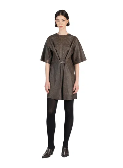 Elleme Vintage Leather Dress Brown