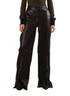 Elleme Wide Leg Leather Zipper Trousers In Black