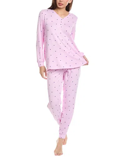 Ellen Tracy 2pc Brushed Top & Jogger Set In Pink