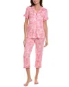 Ellen Tracy 2pc Cropped Pajama Set In Pink